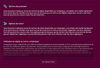 options de paiement letsjackpot casino